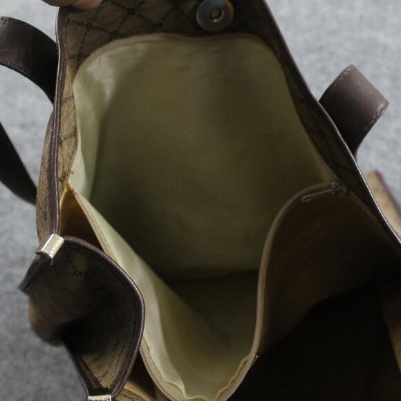 Bally Tote Bag Brown Tan Monogram Leather Trim Shoulder Vintage Luxury - Picture 5 of 8